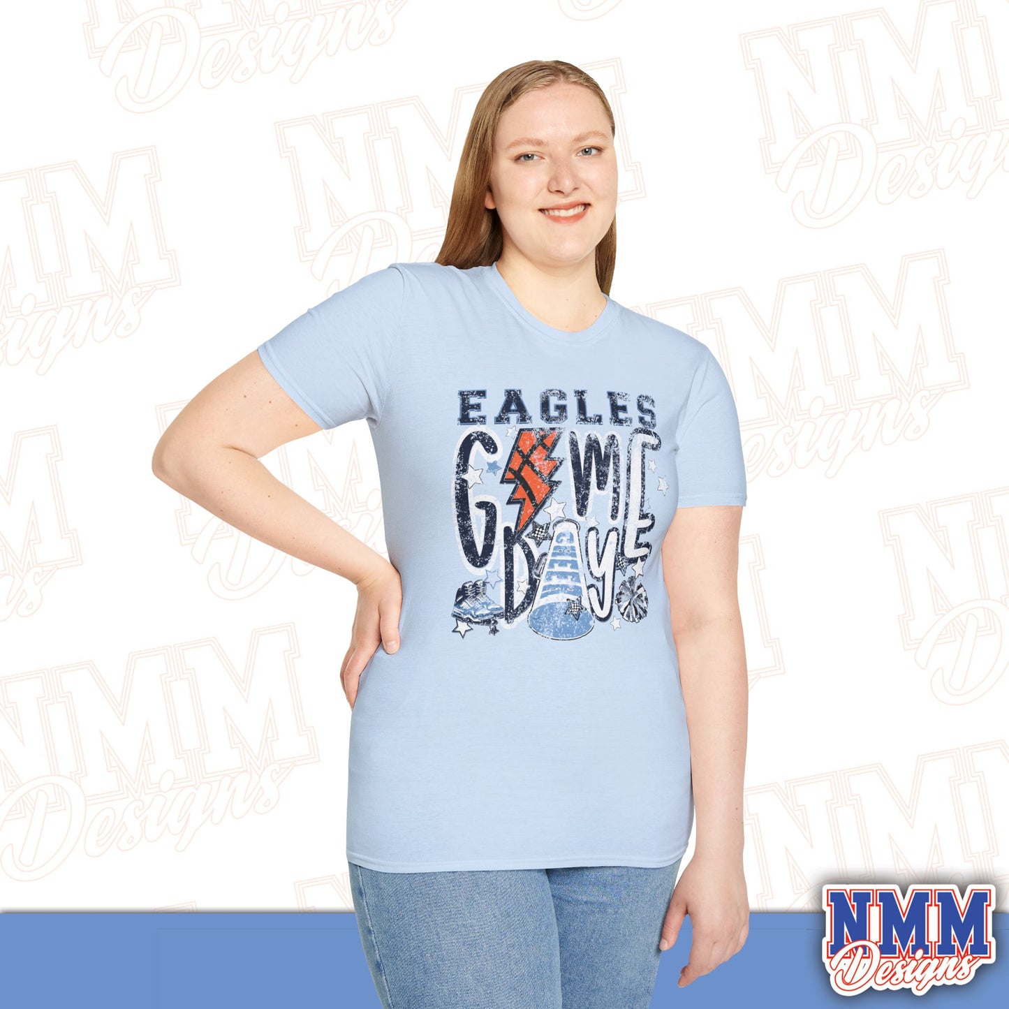 Eagles Game Day T‑Shirt — Vintage Lightning & Football Helmet Fan Tee