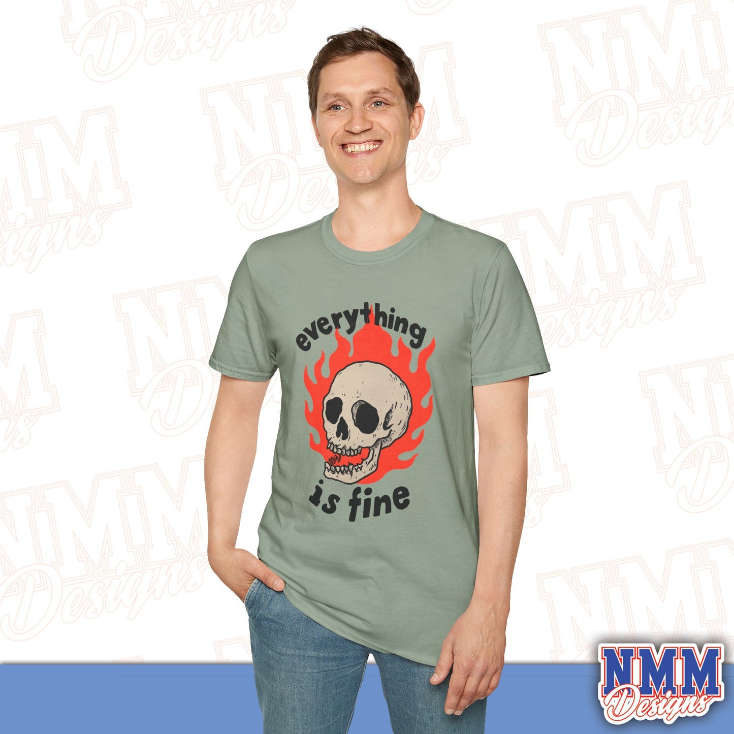 Everything is Fine Skull T-Shirt, Unisex Softstyle Tee, Casual Everyday Shirt, Gift for Skulls Lovers, Alternative Fashion Top