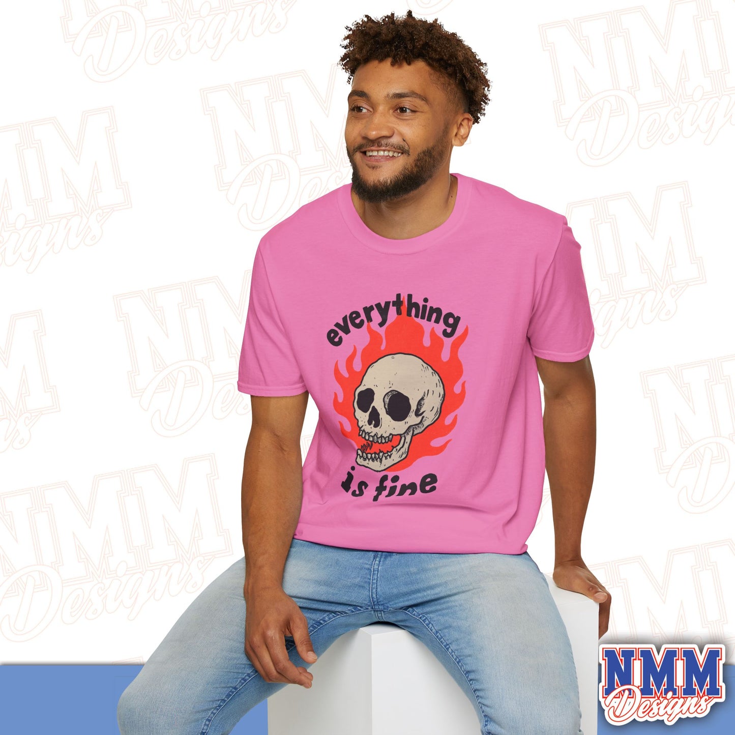 Everything is Fine Skull T-Shirt, Unisex Softstyle Tee, Casual Everyday Shirt, Gift for Skulls Lovers, Alternative Fashion Top