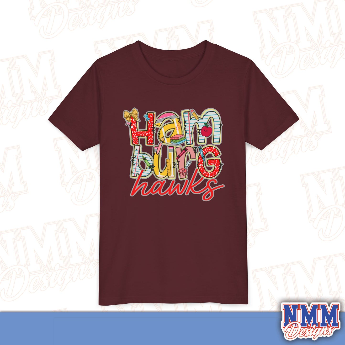 Hamburg Hawks Youth Shirt, Kids Sportswear,School Spirit Apparel, Back to School