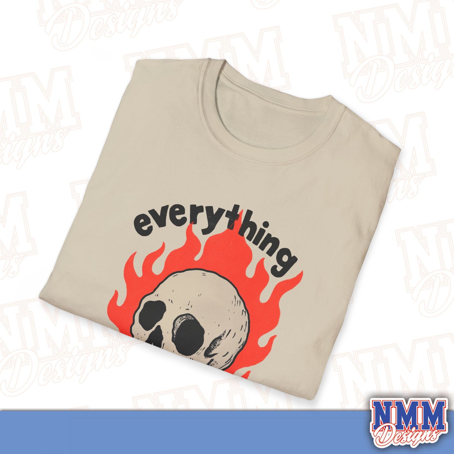Everything is Fine Skull T-Shirt, Unisex Softstyle Tee, Casual Everyday Shirt, Gift for Skulls Lovers, Alternative Fashion Top