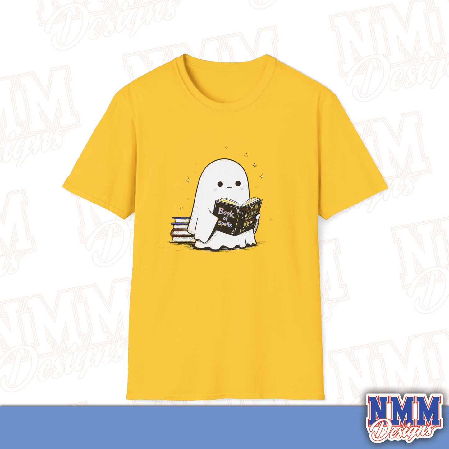 Ghost T-Shirt - Cute Ghost Reading a Book of Spells
