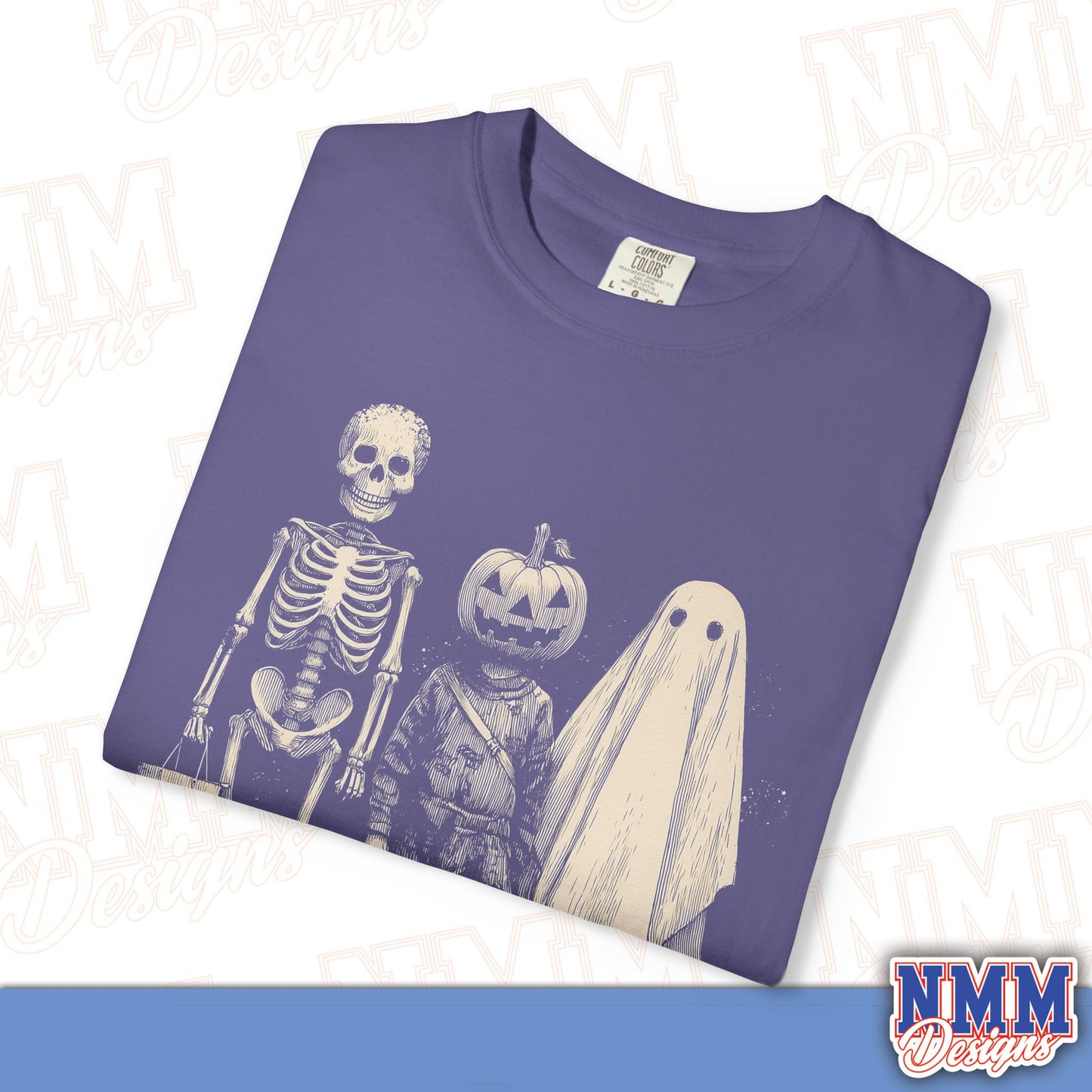 Halloween Skeleton & Ghost T-Shirt - Unisex Garment-Dyed Tee for Spooky Seasonal Celebrations, Fall Festivities, Halloween Parties, [...]