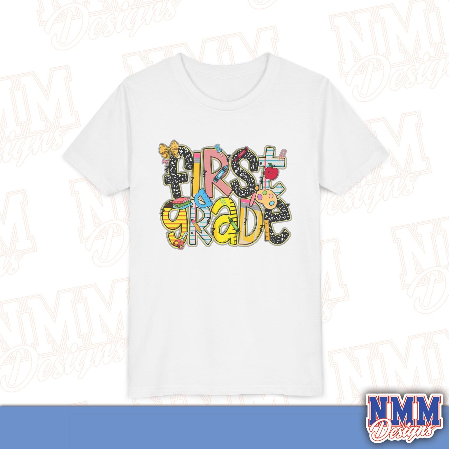First Grade Back to School Youth Shirt, Kids Sportswear, School Spirit Apparel, Back to School