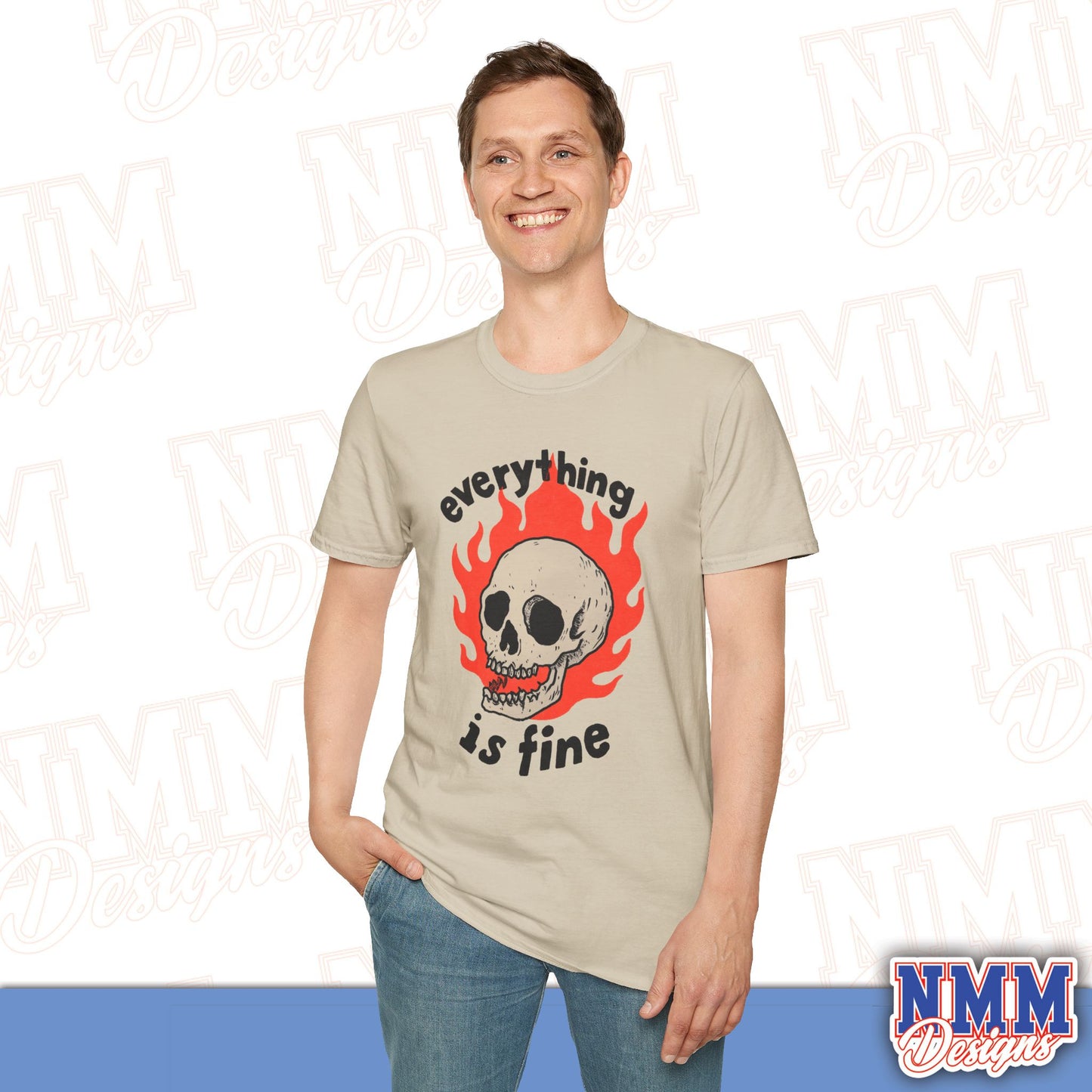 Everything is Fine Skull T-Shirt, Unisex Softstyle Tee, Casual Everyday Shirt, Gift for Skulls Lovers, Alternative Fashion Top