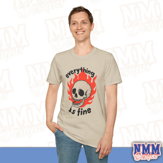 Everything is Fine Skull T-Shirt, Unisex Softstyle Tee, Casual Everyday Shirt, Gift for Skulls Lovers, Alternative Fashion Top