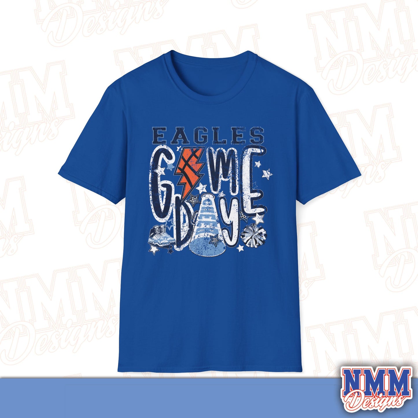 Eagles Game Day T‑Shirt — Vintage Lightning & Football Helmet Fan Tee