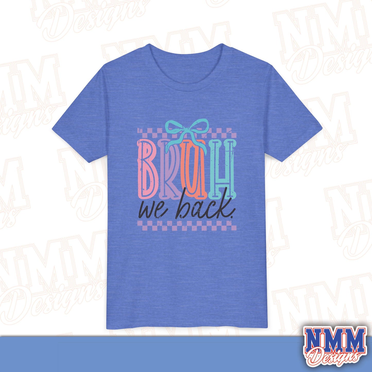 Colorful Youth Short Sleeve Tee - 'Bruh We Back' Fun Graphic T-Shirt for Kids, Birthday Gift, Everyday Wear, Summer Vibes, Trendy Apparel
