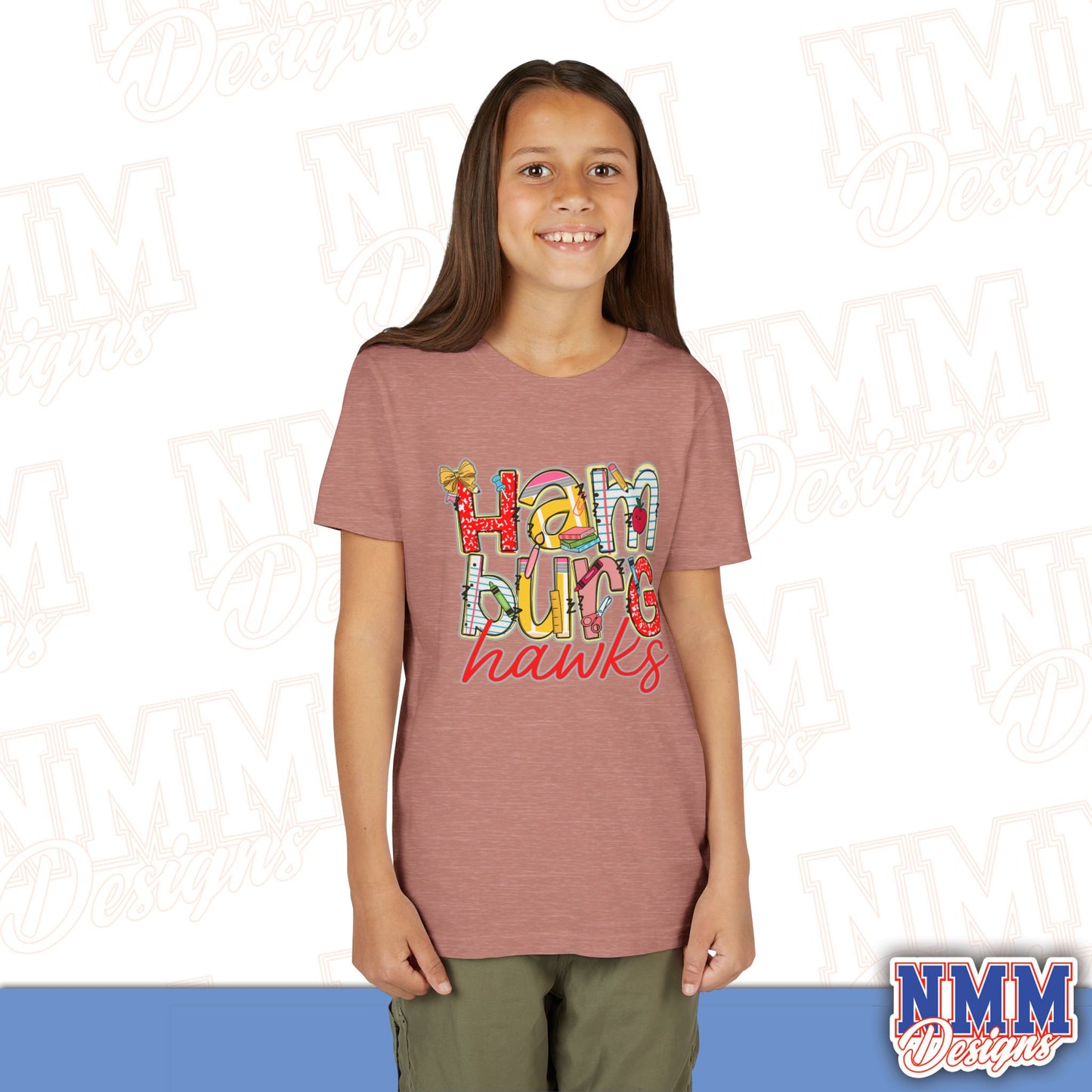 Hamburg Hawks Youth Shirt, Kids Sportswear,School Spirit Apparel, Back to School