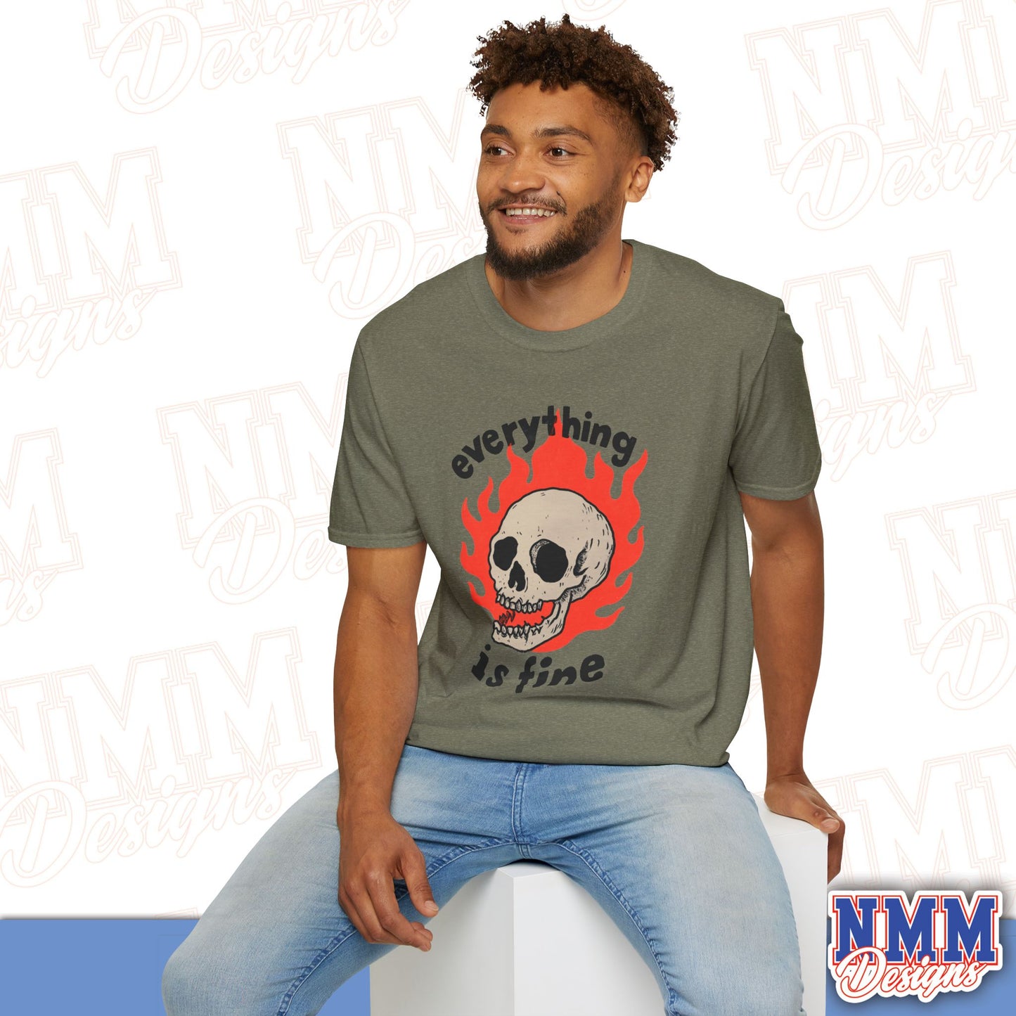 Everything is Fine Skull T-Shirt, Unisex Softstyle Tee, Casual Everyday Shirt, Gift for Skulls Lovers, Alternative Fashion Top