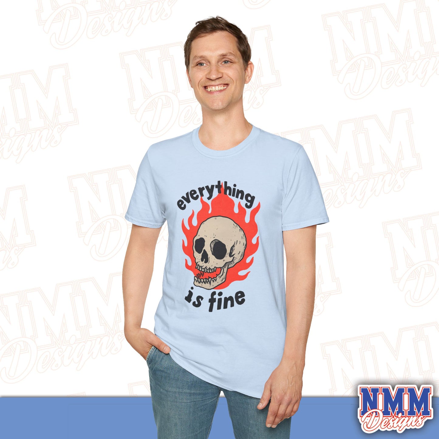 Everything is Fine Skull T-Shirt, Unisex Softstyle Tee, Casual Everyday Shirt, Gift for Skulls Lovers, Alternative Fashion Top