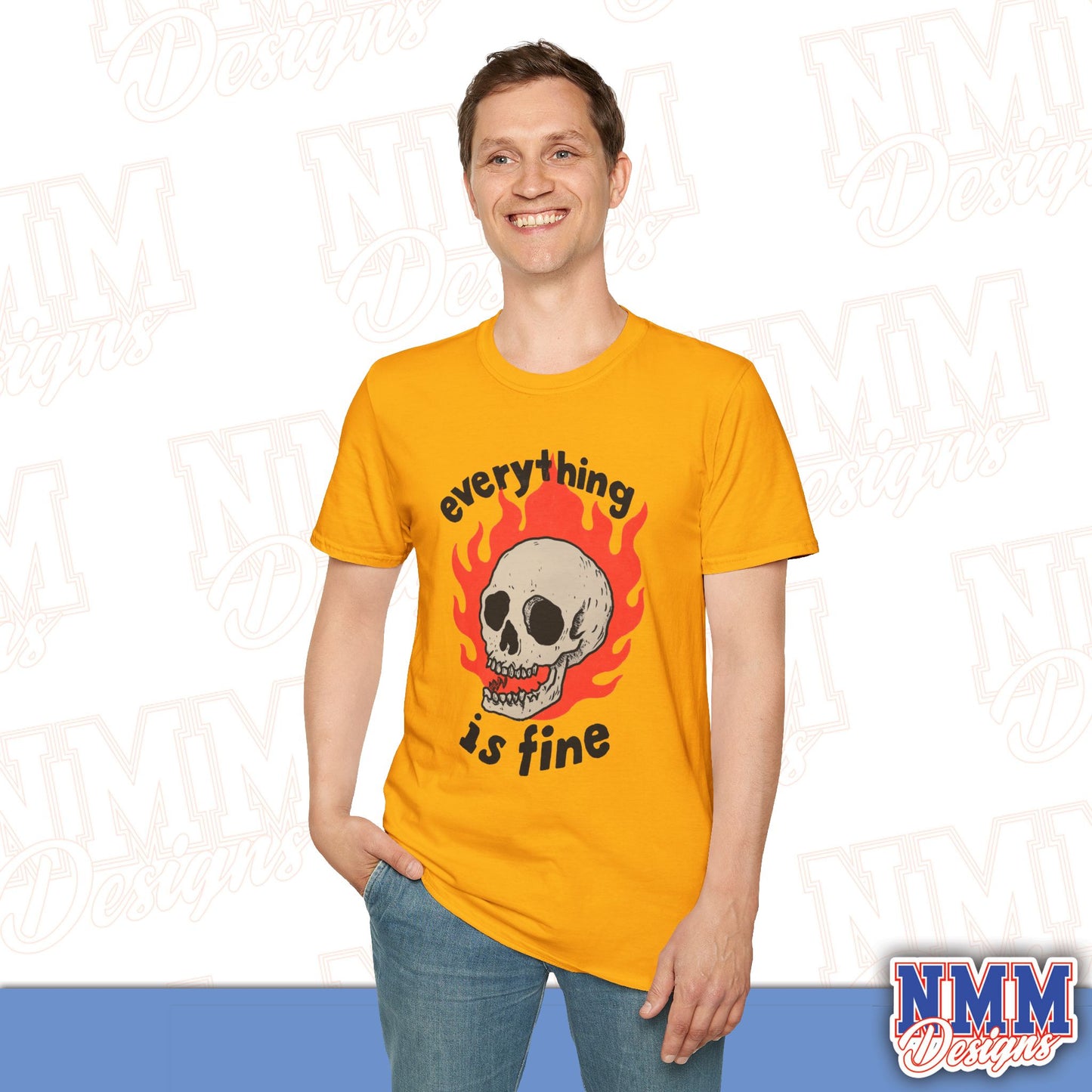 Everything is Fine Skull T-Shirt, Unisex Softstyle Tee, Casual Everyday Shirt, Gift for Skulls Lovers, Alternative Fashion Top