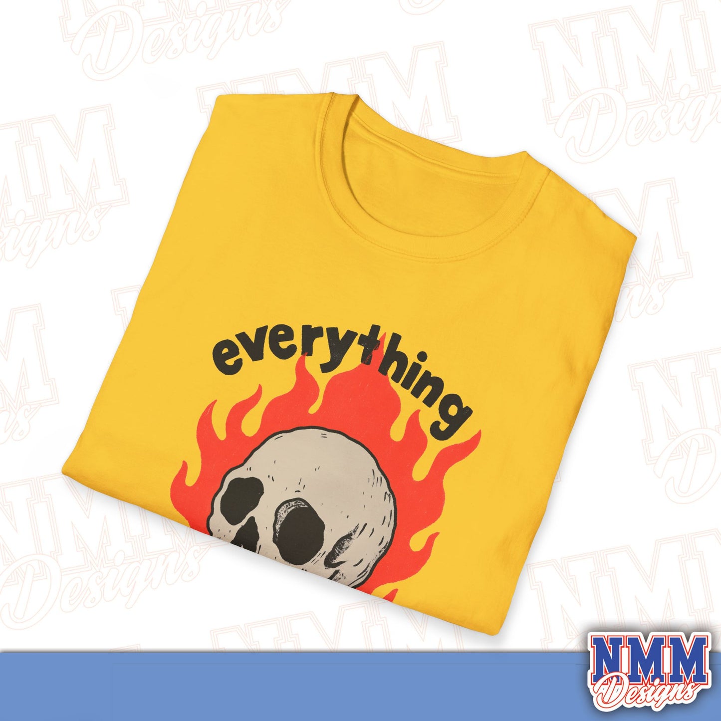 Everything is Fine Skull T-Shirt, Unisex Softstyle Tee, Casual Everyday Shirt, Gift for Skulls Lovers, Alternative Fashion Top