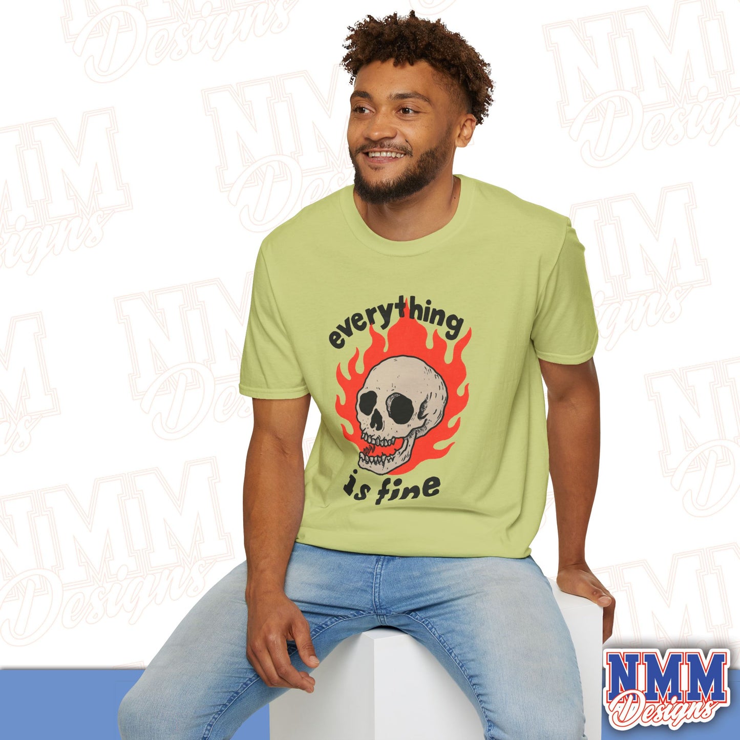 Everything is Fine Skull T-Shirt, Unisex Softstyle Tee, Casual Everyday Shirt, Gift for Skulls Lovers, Alternative Fashion Top