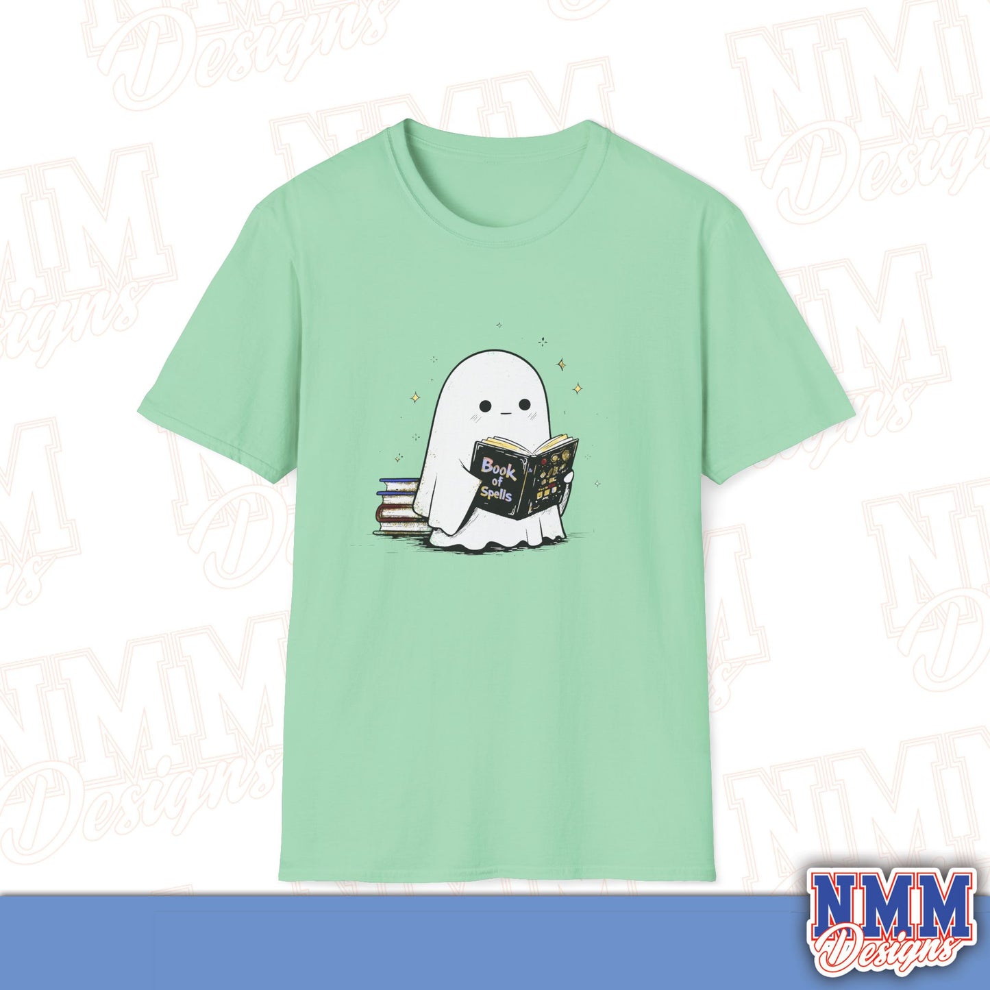 Ghost T-Shirt - Cute Ghost Reading a Book of Spells