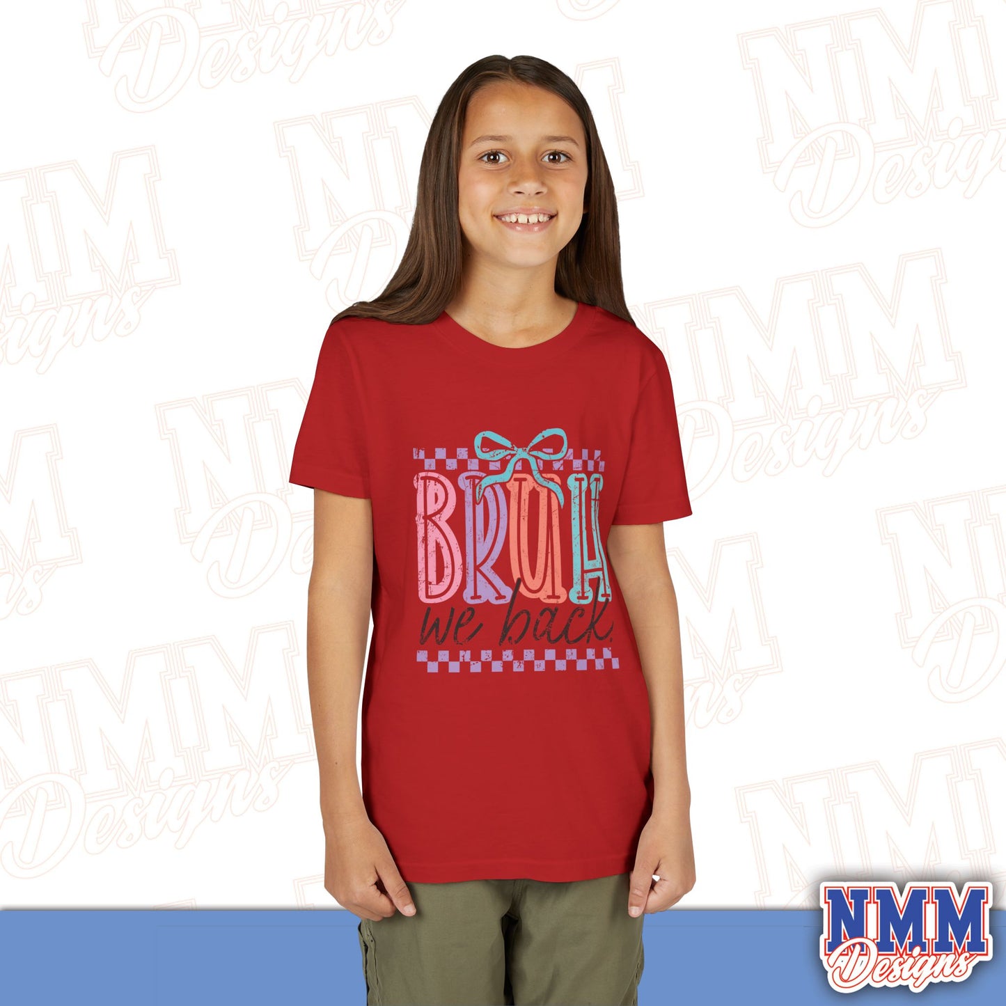Colorful Youth Short Sleeve Tee - 'Bruh We Back' Fun Graphic T-Shirt for Kids, Birthday Gift, Everyday Wear, Summer Vibes, Trendy Apparel