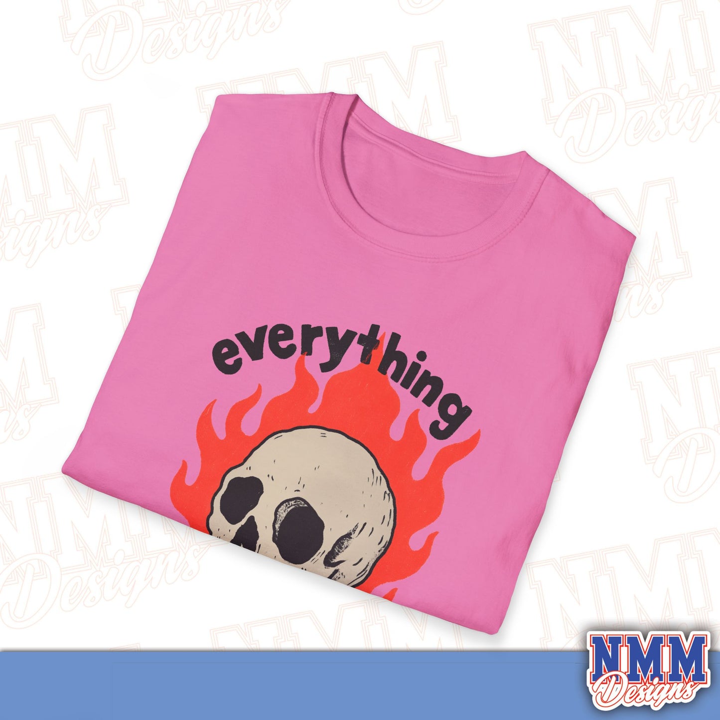 Everything is Fine Skull T-Shirt, Unisex Softstyle Tee, Casual Everyday Shirt, Gift for Skulls Lovers, Alternative Fashion Top