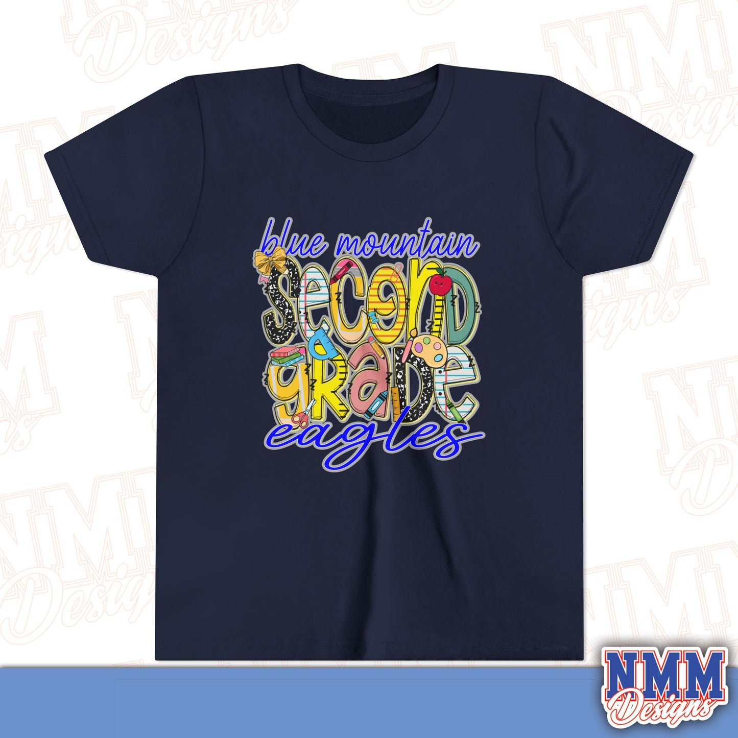Blue Mountain Eagles Second Grade Youth Shirt, Kids Sportswear, School Spirit Apparel, Back to School