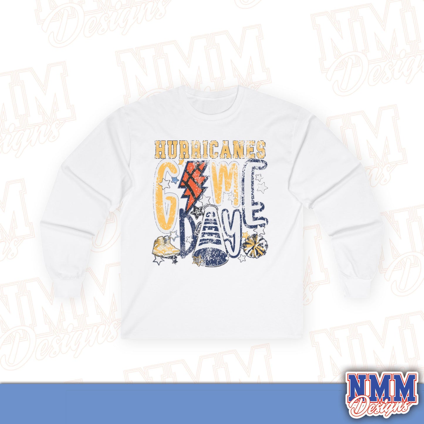 Hurricanes Game Day Long Sleeve Tee — Vintage School Spirit Football Shirt