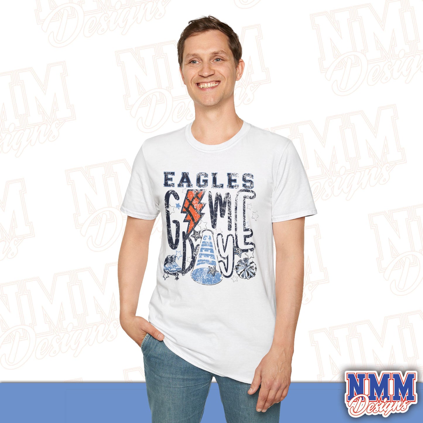 Eagles Game Day T‑Shirt — Vintage Lightning & Football Helmet Fan Tee