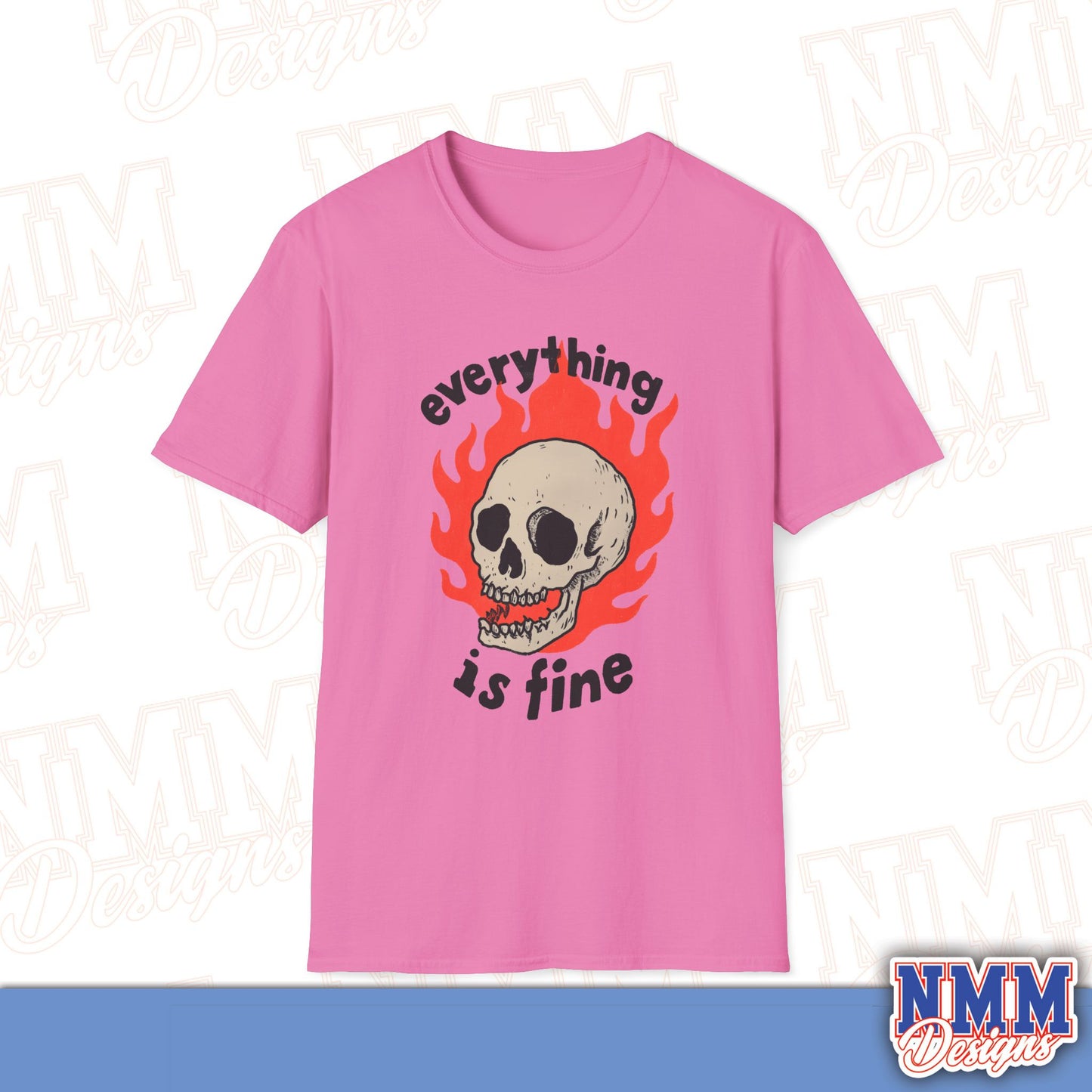 Everything is Fine Skull T-Shirt, Unisex Softstyle Tee, Casual Everyday Shirt, Gift for Skulls Lovers, Alternative Fashion Top