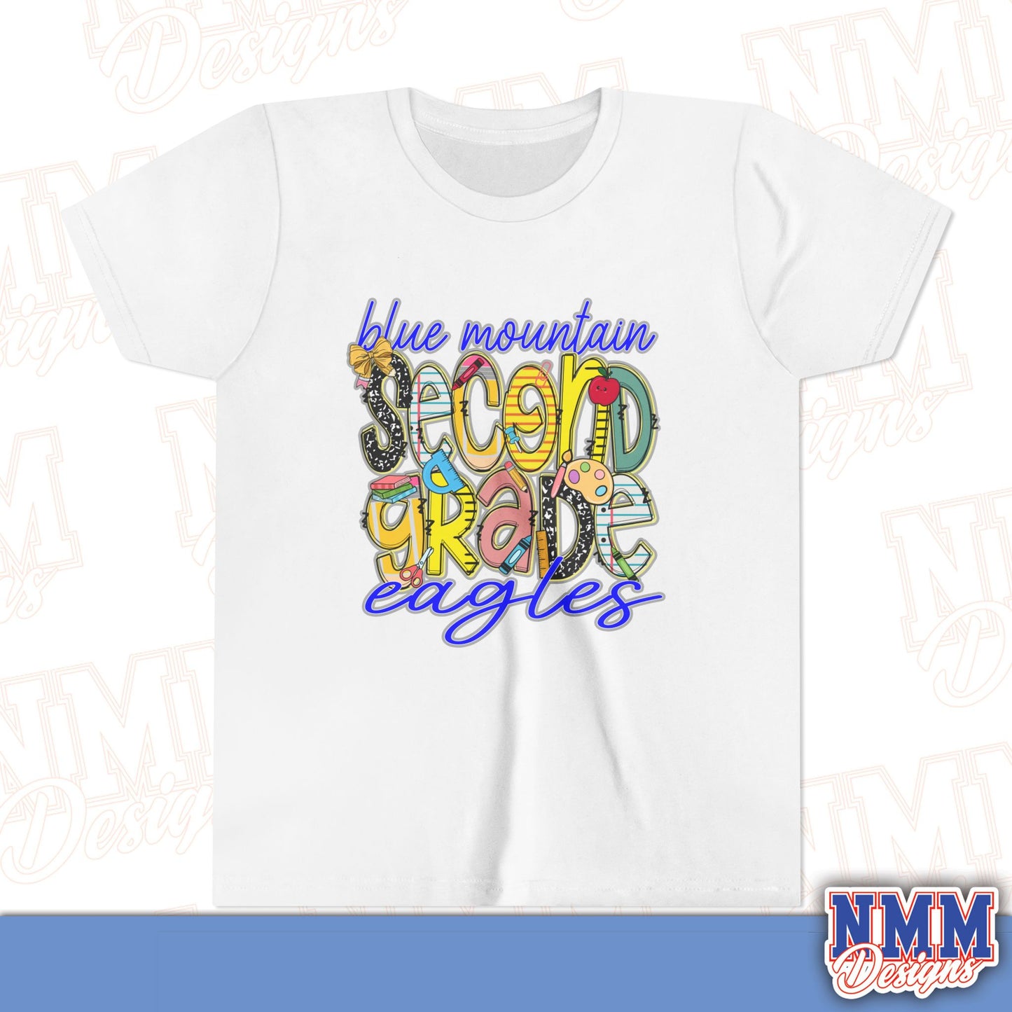 Blue Mountain Eagles Second Grade Youth Shirt, Kids Sportswear, School Spirit Apparel, Back to School