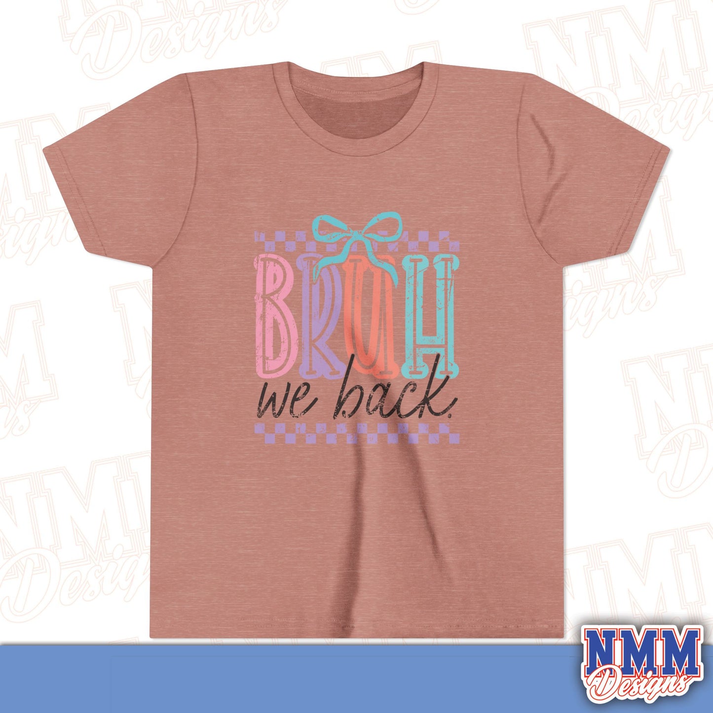 Colorful Youth Short Sleeve Tee - 'Bruh We Back' Fun Graphic T-Shirt for Kids, Birthday Gift, Everyday Wear, Summer Vibes, Trendy Apparel