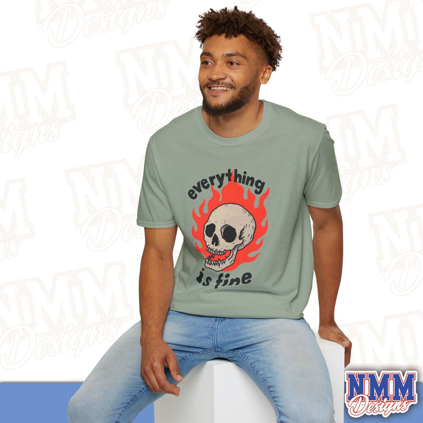 Everything is Fine Skull T-Shirt, Unisex Softstyle Tee, Casual Everyday Shirt, Gift for Skulls Lovers, Alternative Fashion Top