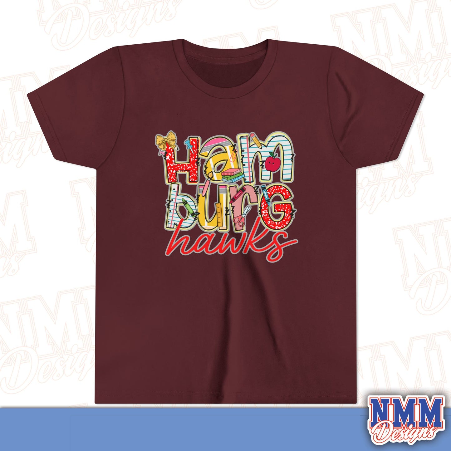 Hamburg Hawks Youth Shirt, Kids Sportswear,School Spirit Apparel, Back to School