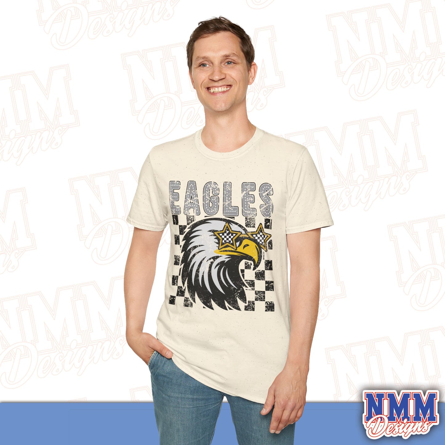 Eagle Graphic T-Shirt, Vintage Style Eagle Tee, Unisex Softstyle Shirt, Perfect for Game Day, Eagle Lover Gift, Casual Wear