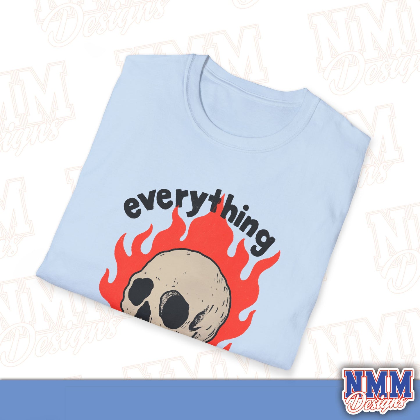 Everything is Fine Skull T-Shirt, Unisex Softstyle Tee, Casual Everyday Shirt, Gift for Skulls Lovers, Alternative Fashion Top