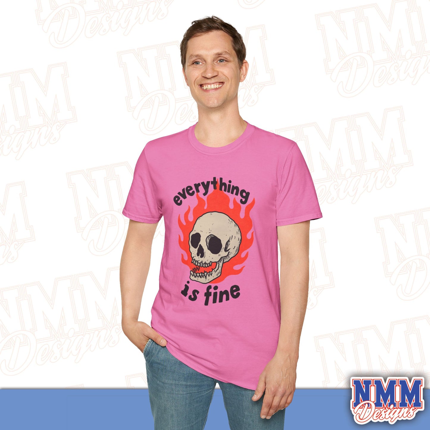 Everything is Fine Skull T-Shirt, Unisex Softstyle Tee, Casual Everyday Shirt, Gift for Skulls Lovers, Alternative Fashion Top
