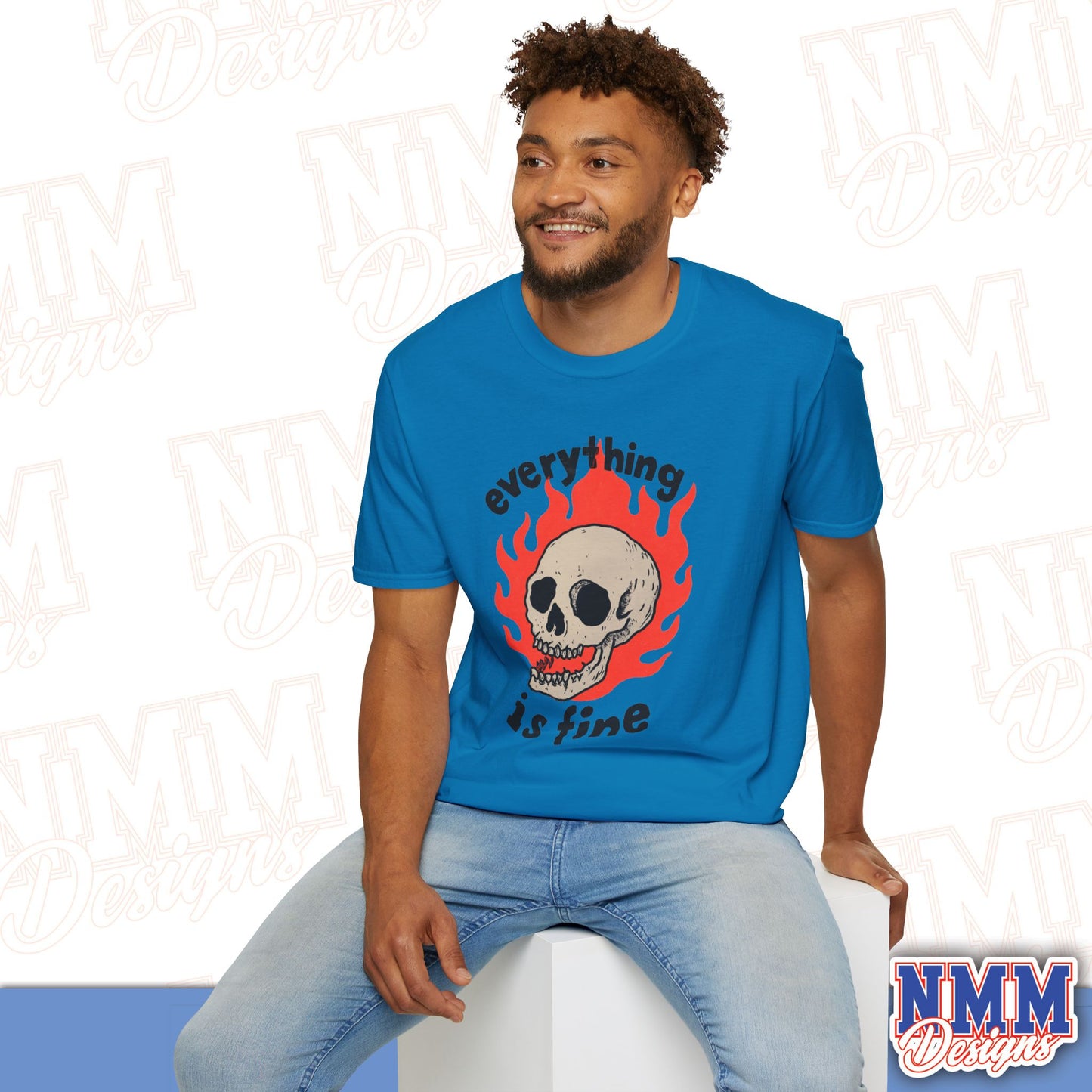 Everything is Fine Skull T-Shirt, Unisex Softstyle Tee, Casual Everyday Shirt, Gift for Skulls Lovers, Alternative Fashion Top