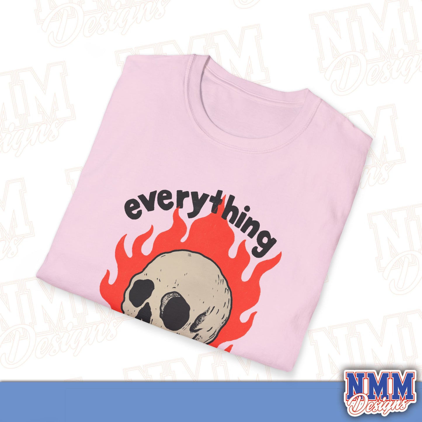 Everything is Fine Skull T-Shirt, Unisex Softstyle Tee, Casual Everyday Shirt, Gift for Skulls Lovers, Alternative Fashion Top