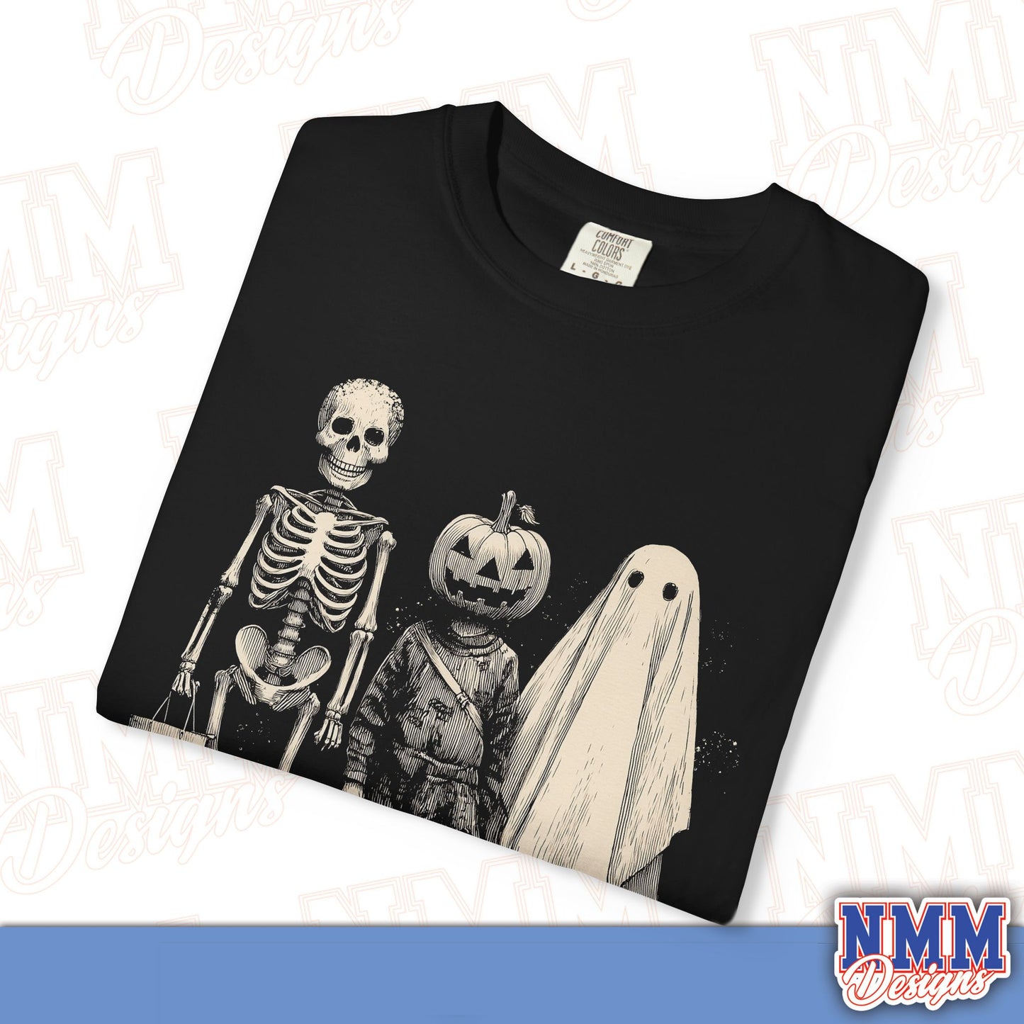 Halloween Skeleton & Ghost T-Shirt - Unisex Garment-Dyed Tee for Spooky Seasonal Celebrations, Fall Festivities, Halloween Parties, [...]