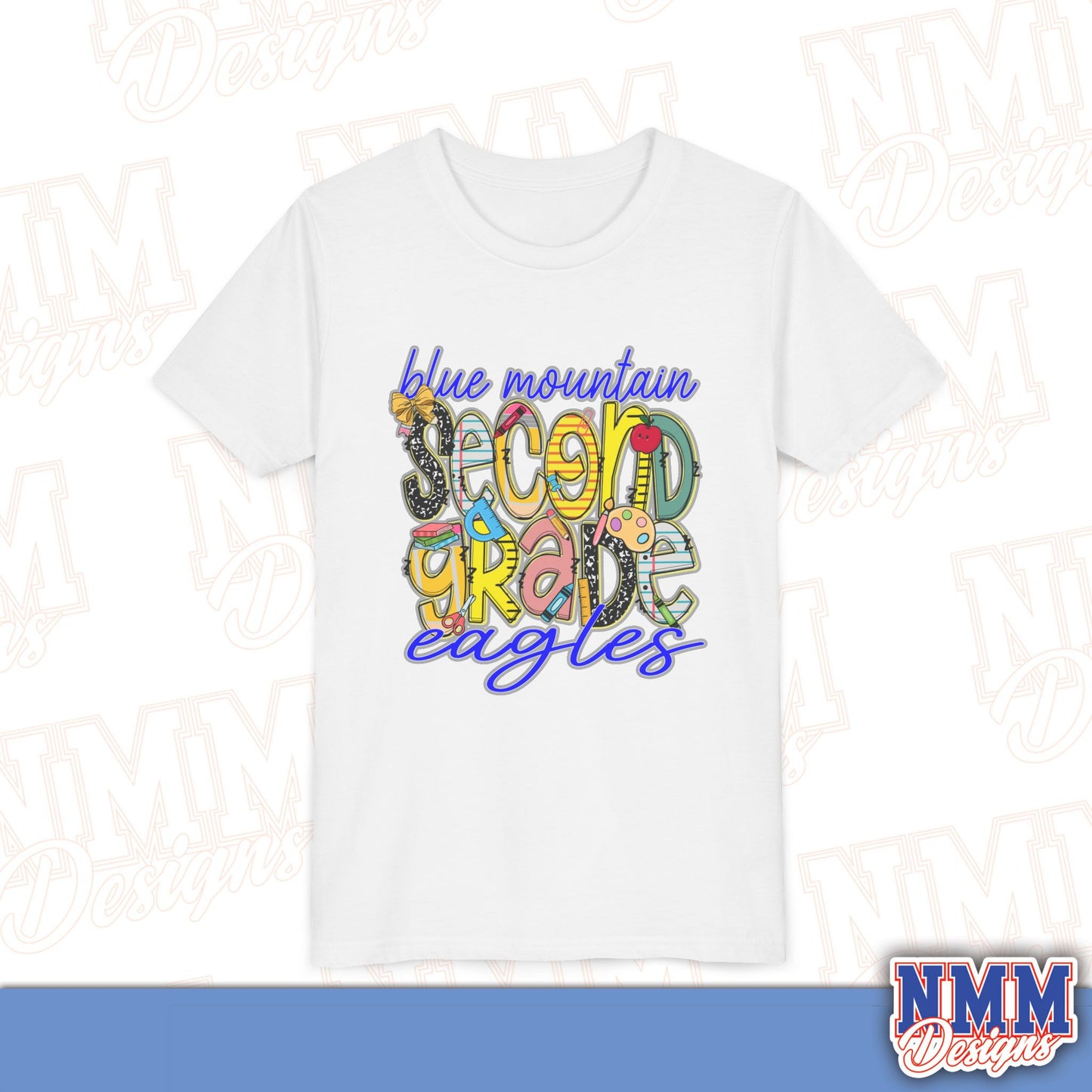 Blue Mountain Eagles Second Grade Youth Shirt, Kids Sportswear, School Spirit Apparel, Back to School