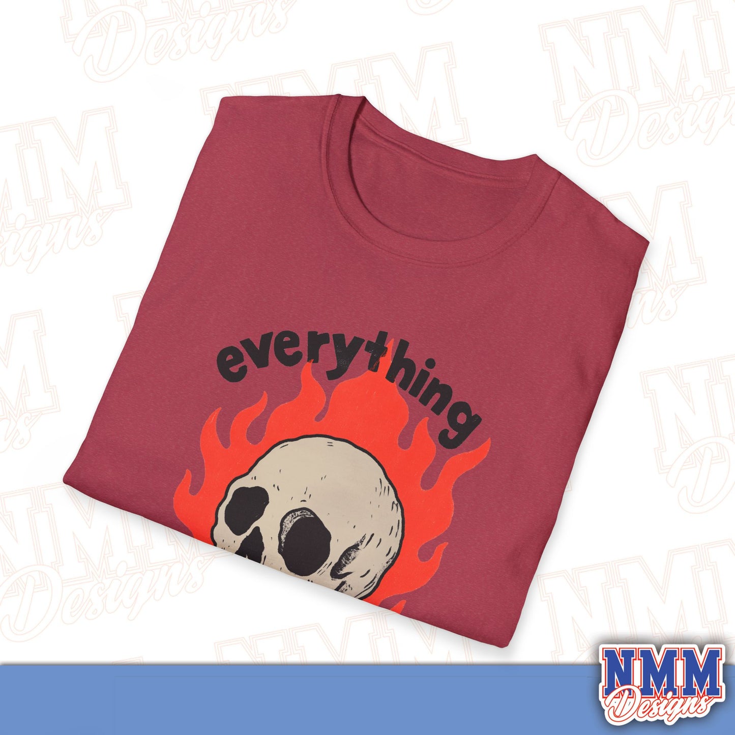 Everything is Fine Skull T-Shirt, Unisex Softstyle Tee, Casual Everyday Shirt, Gift for Skulls Lovers, Alternative Fashion Top