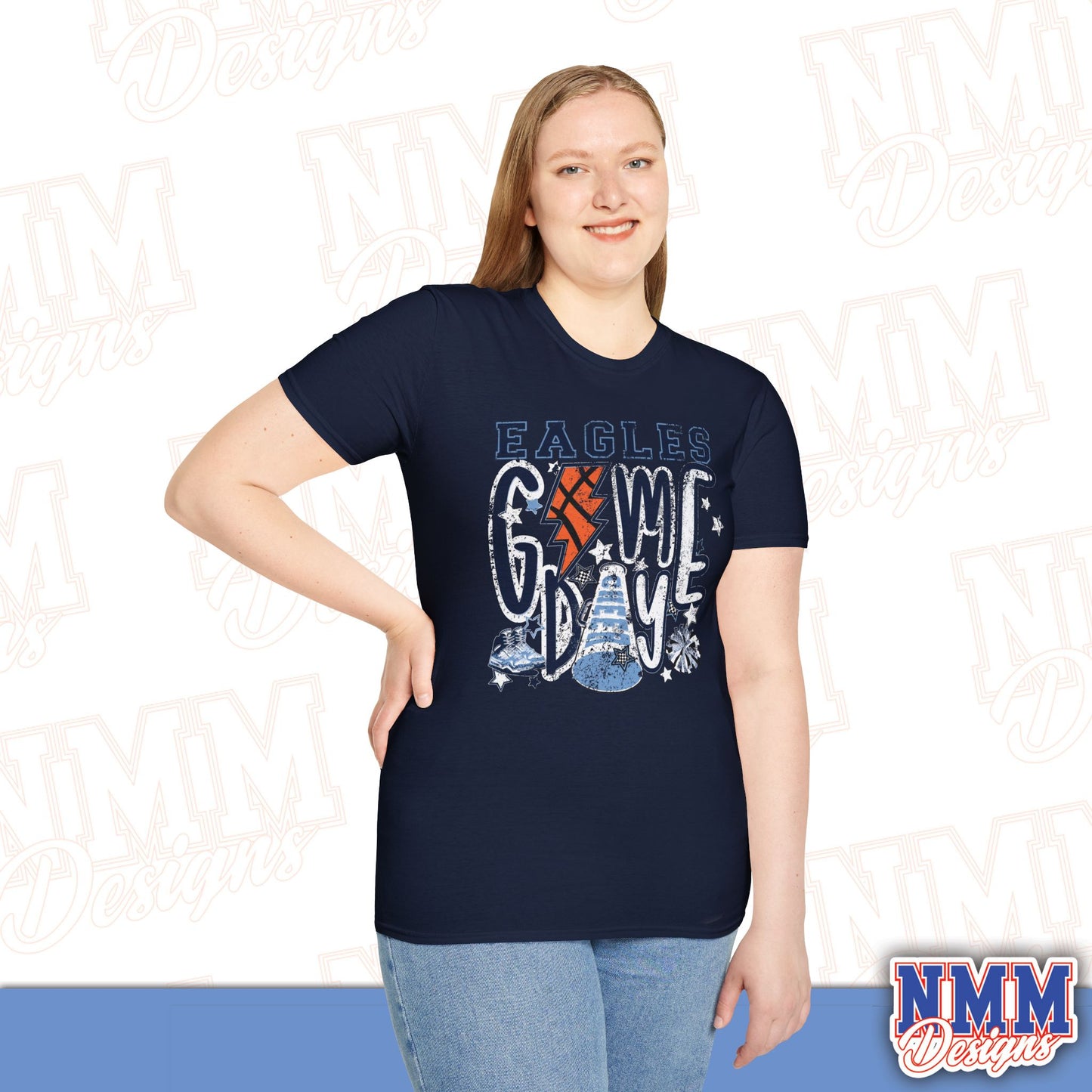 Eagles Game Day T‑Shirt — Vintage Lightning & Football Helmet Fan Tee