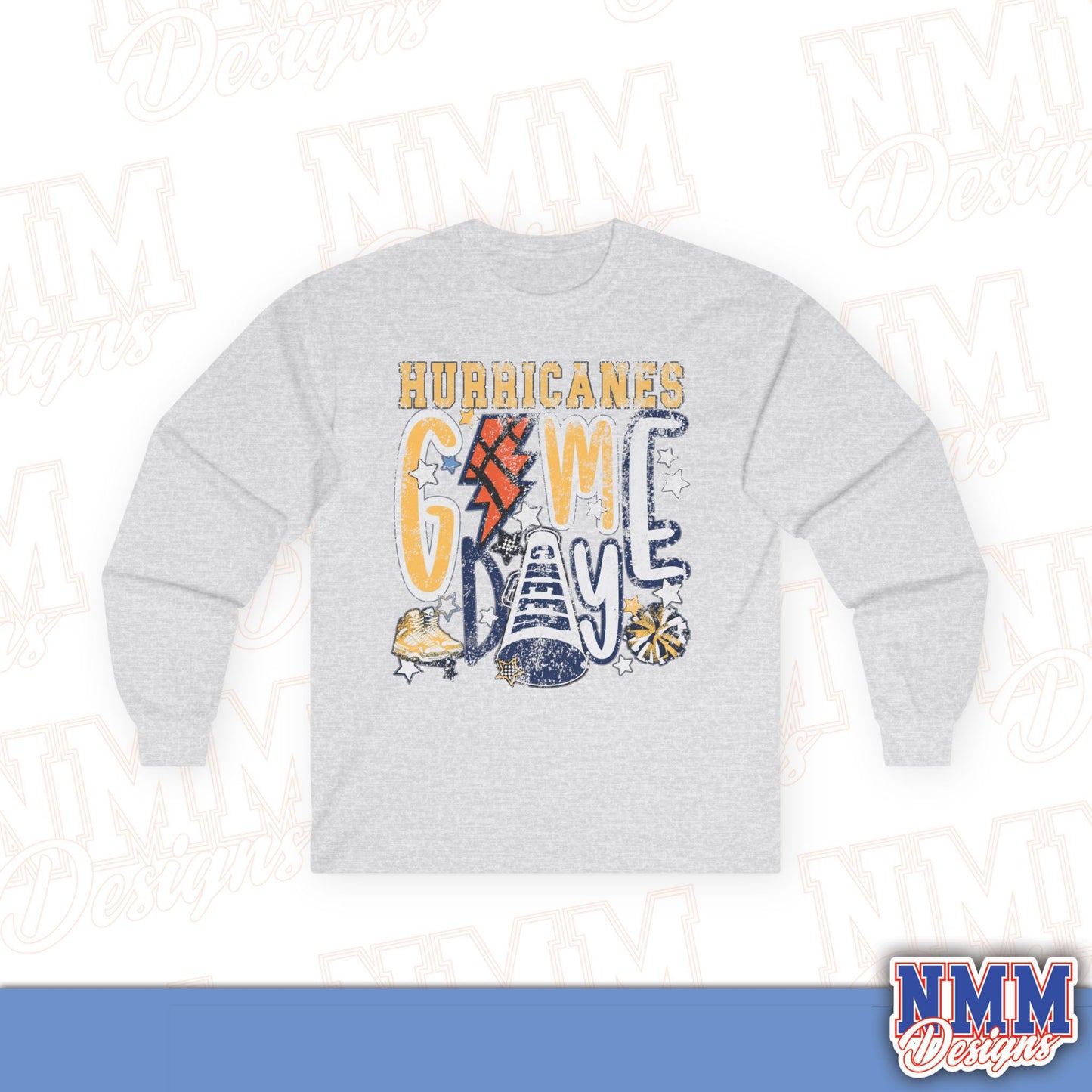 Hurricanes Game Day Long Sleeve Tee — Vintage School Spirit Football Shirt