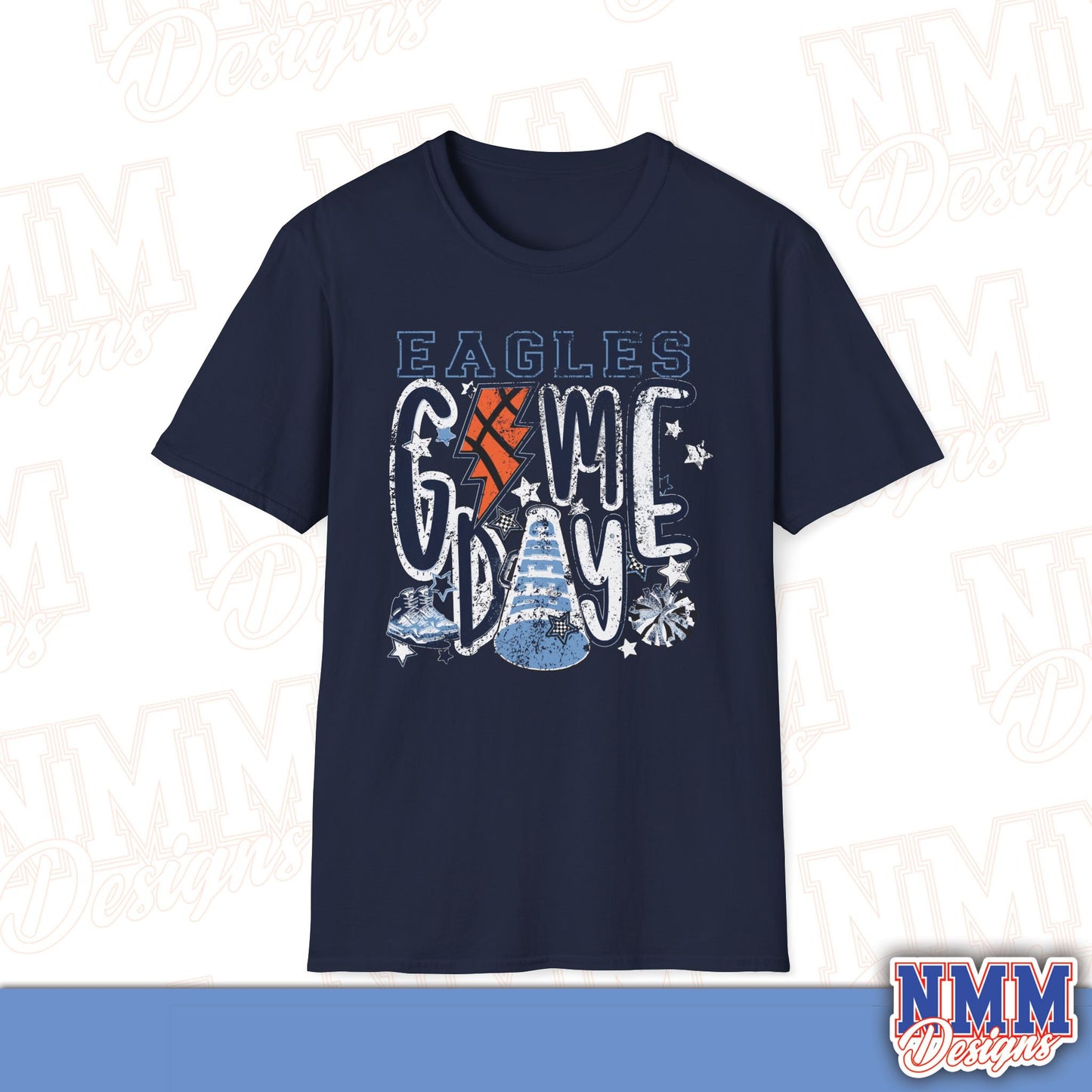 Eagles Game Day T‑Shirt — Vintage Lightning & Football Helmet Fan Tee