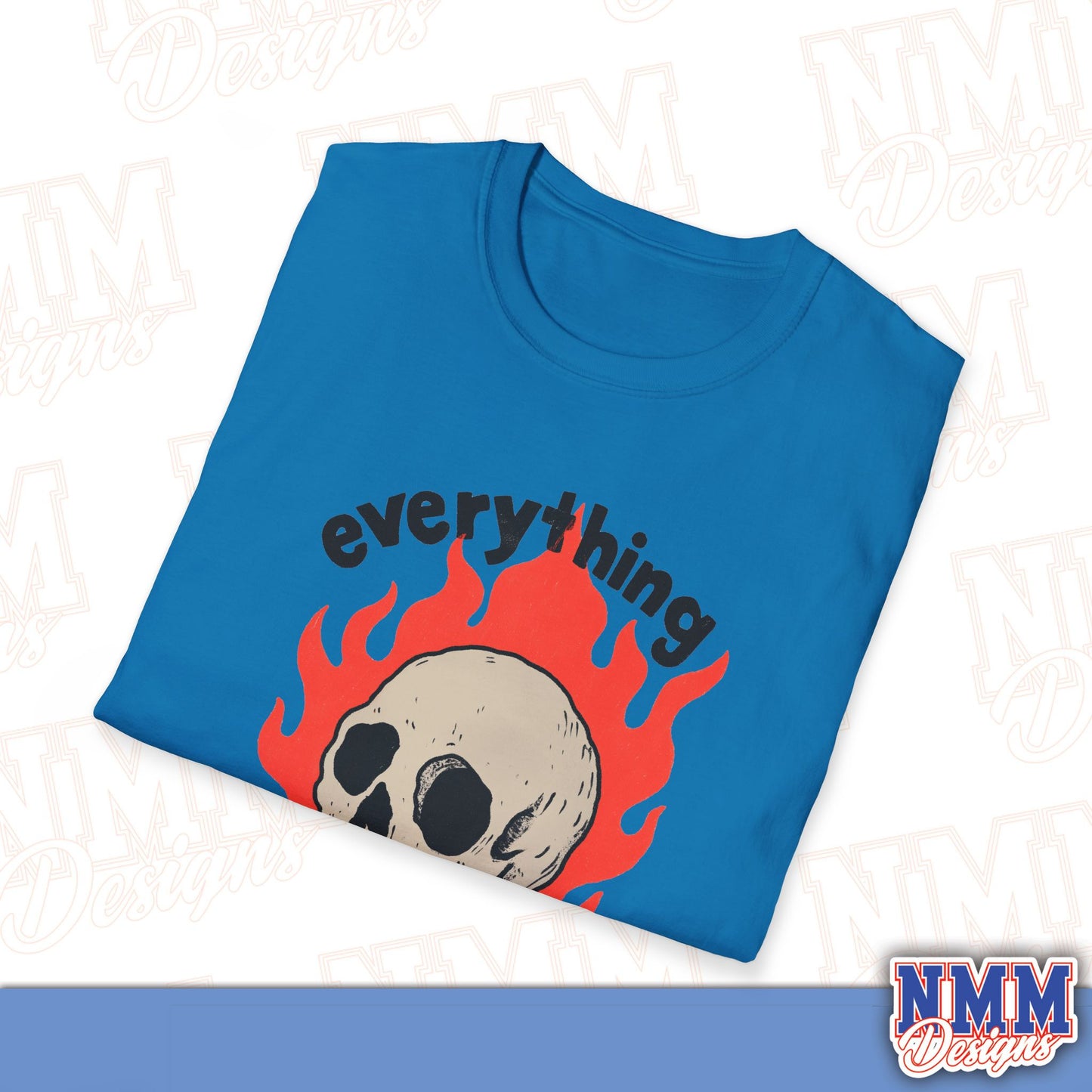 Everything is Fine Skull T-Shirt, Unisex Softstyle Tee, Casual Everyday Shirt, Gift for Skulls Lovers, Alternative Fashion Top