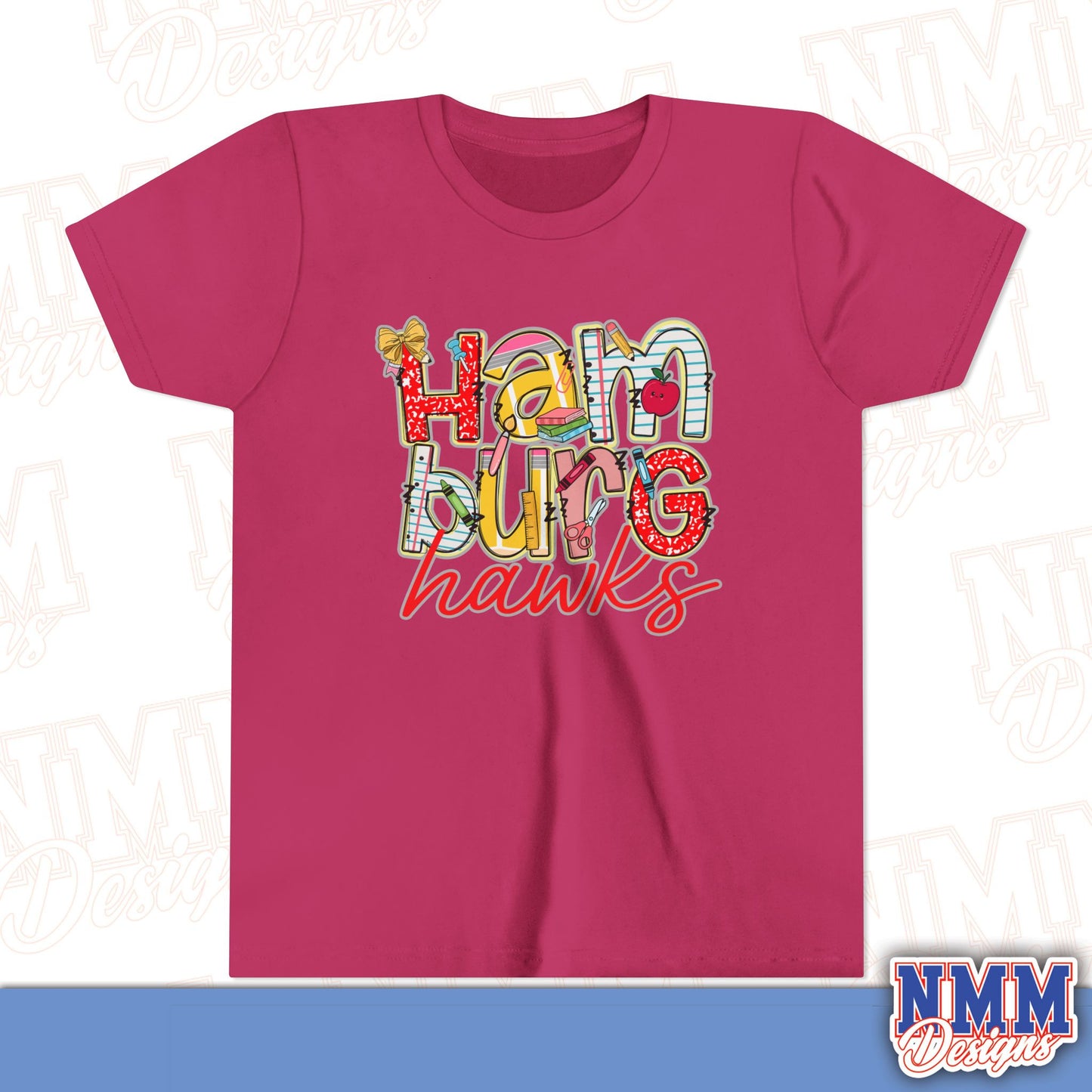 Hamburg Hawks Youth Shirt, Kids Sportswear,School Spirit Apparel, Back to School
