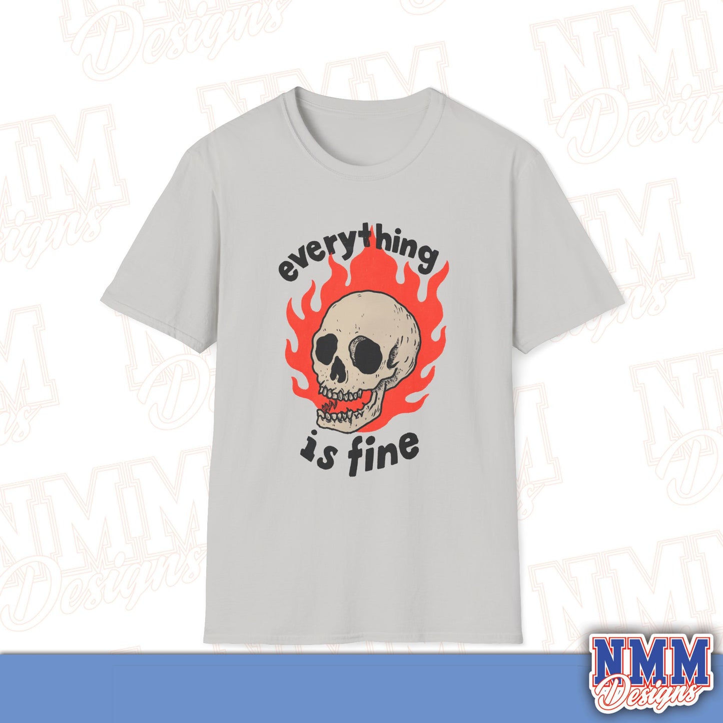 Everything is Fine Skull T-Shirt, Unisex Softstyle Tee, Casual Everyday Shirt, Gift for Skulls Lovers, Alternative Fashion Top