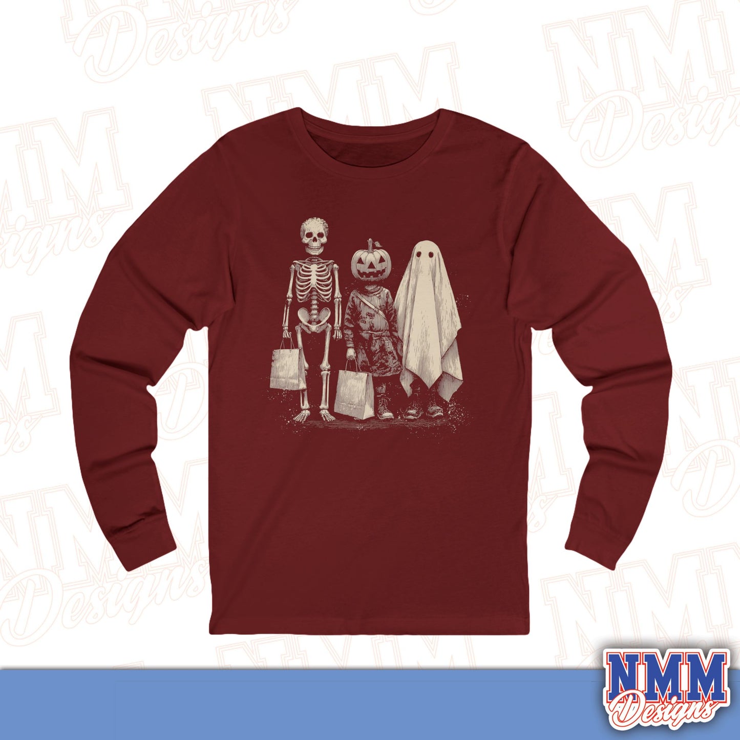 Halloween Graphic Long Sleeve Tee | Spooky Unisex Top, Fall Fashion, Costume, Halloween Party Shirt, Trendy Ghost Design