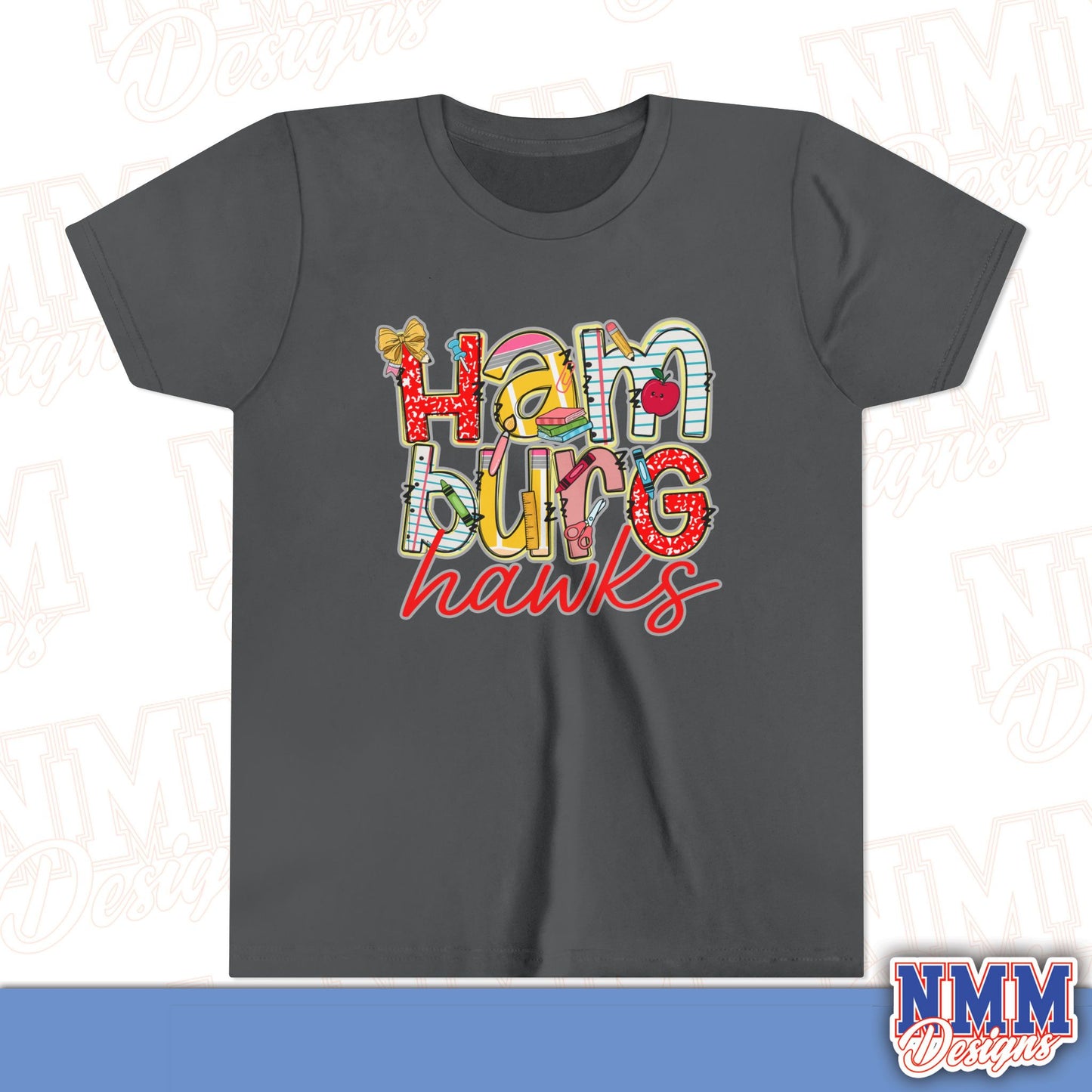 Hamburg Hawks Youth Shirt, Kids Sportswear,School Spirit Apparel, Back to School