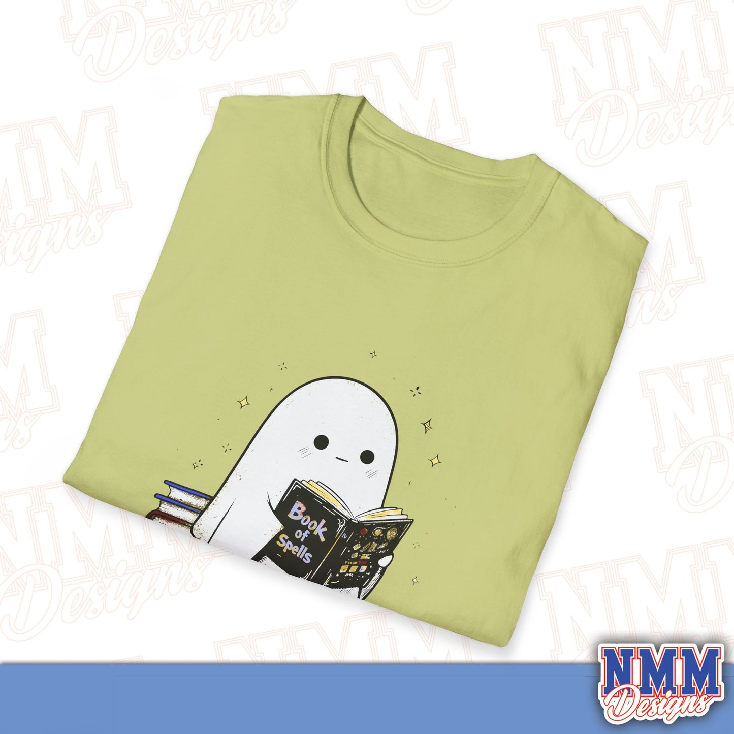 Ghost T-Shirt - Cute Ghost Reading a Book of Spells