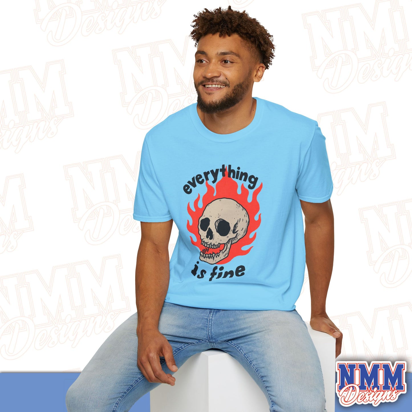 Everything is Fine Skull T-Shirt, Unisex Softstyle Tee, Casual Everyday Shirt, Gift for Skulls Lovers, Alternative Fashion Top