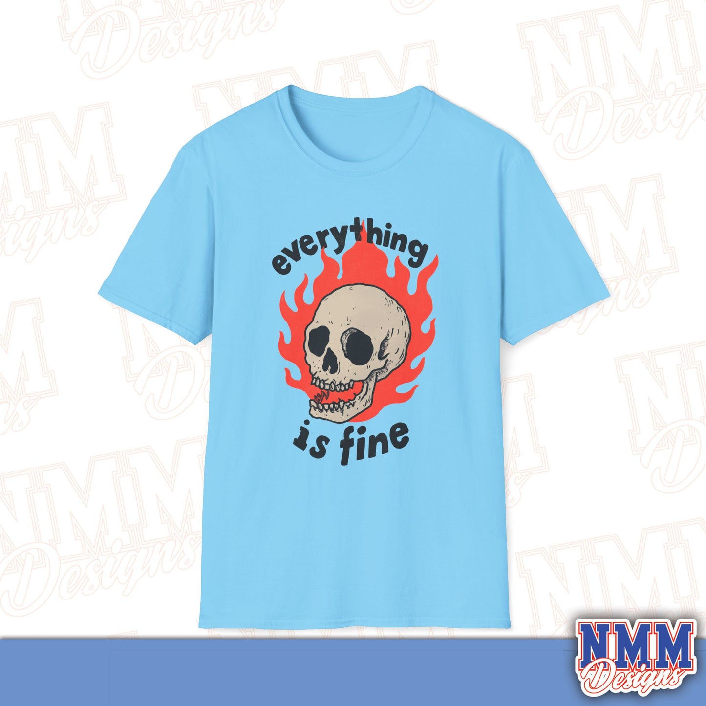 Everything is Fine Skull T-Shirt, Unisex Softstyle Tee, Casual Everyday Shirt, Gift for Skulls Lovers, Alternative Fashion Top
