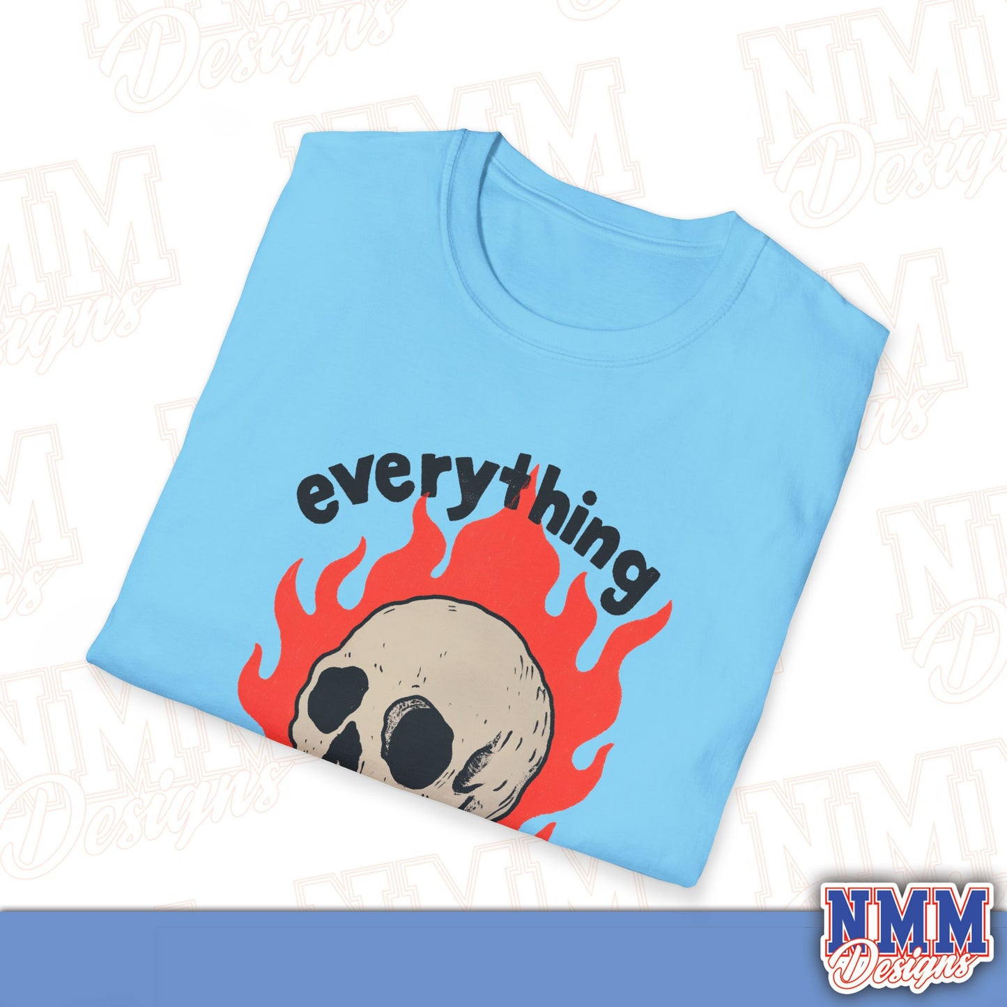 Everything is Fine Skull T-Shirt, Unisex Softstyle Tee, Casual Everyday Shirt, Gift for Skulls Lovers, Alternative Fashion Top