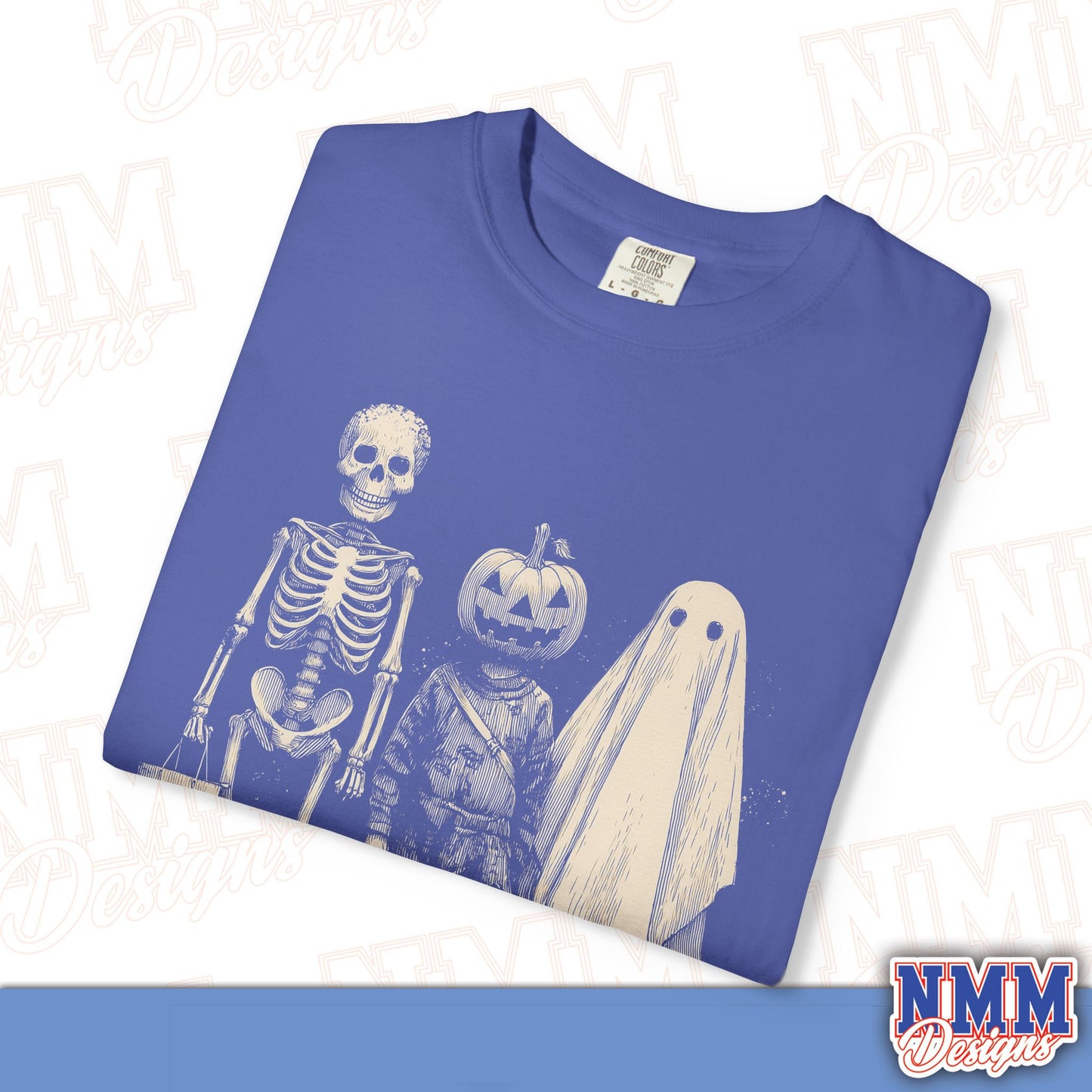 Halloween Skeleton & Ghost T-Shirt - Unisex Garment-Dyed Tee for Spooky Seasonal Celebrations, Fall Festivities, Halloween Parties, [...]